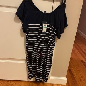 Tommy Hilfiger Navy and White Striped Romper